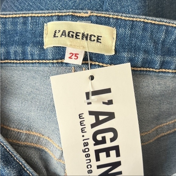 NWT L’AGENCE Straight Leg Distressed Denim Ankle Crop Raw Fray Hem Slim Jeans 25 - Picture 6 of 9